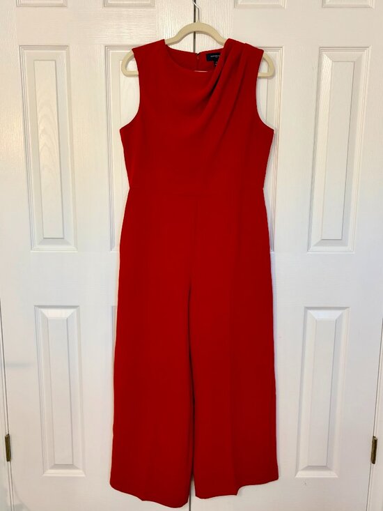 Banana Republic Pants - Banana Republic Crepe Sleeveless Cowl-Neck Jumpsuit Cherry Red 12